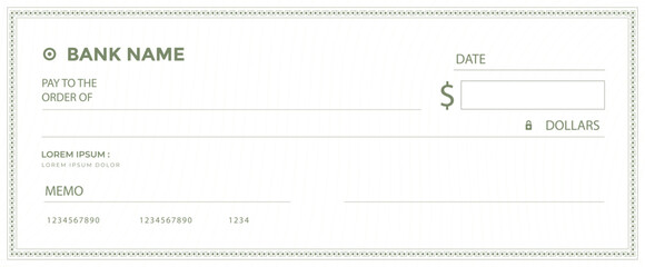 Blank Check Template for Financial, Banking, and Payment Education