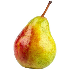 Juicy ripe pear with vibrant yellow and red hues on a simple background