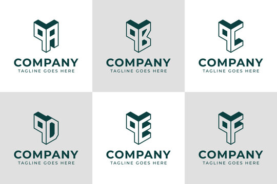 Letters QA QB QC QD QE QF 3D Logo Monogram, for AQ BQ CQ DQ EQ FQ initials