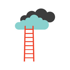 ladder reaching up to clouds dream and aspiration vector art