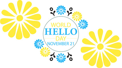 Modern and simple World Hello Day banner graphic on white background, ideal for awareness and celebrations