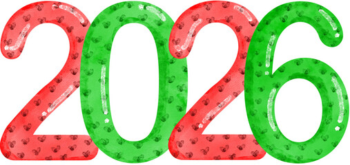 2026 happy new year watercolor for decoration