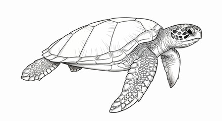 Sea turtle minimalist marine wildlife line art vector illustration.