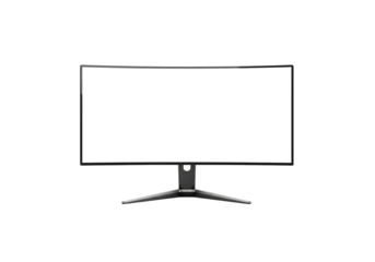 Modern curved monitor against a plain backdrop, showcasing a sleek design