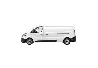 A commercial van ready for delivery, isolated against a simple background. The vehicle is clean and ready for work
