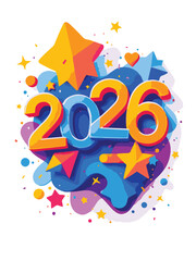 Colorful 2026 Happy New Year Celebration Design