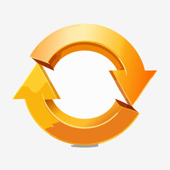 Golden Circular Arrows Illustrating Recycling Renewal Process and Connectivity Loop Symbolism