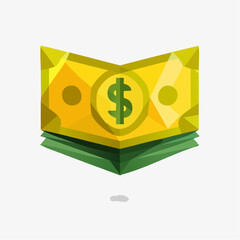 Stylized depiction of folded currency, representing financial transactions and monetary holdings