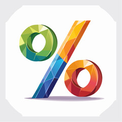 Vibrant geometric percentage symbol illustration offering a modern and multifaceted design concept