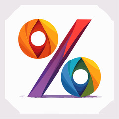 Vibrant percentage symbol illustration showcasing dynamic gradients and stylized typography designs