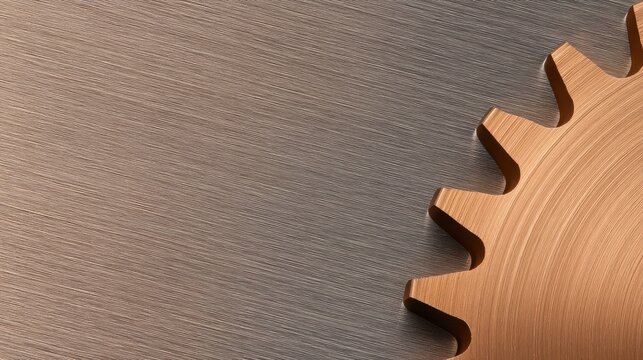 Precision Metallic Gears concept. Close-up of a wooden gear on a textured surface.