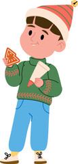 Obraz premium Child Boy Decorating Christmas Cookie