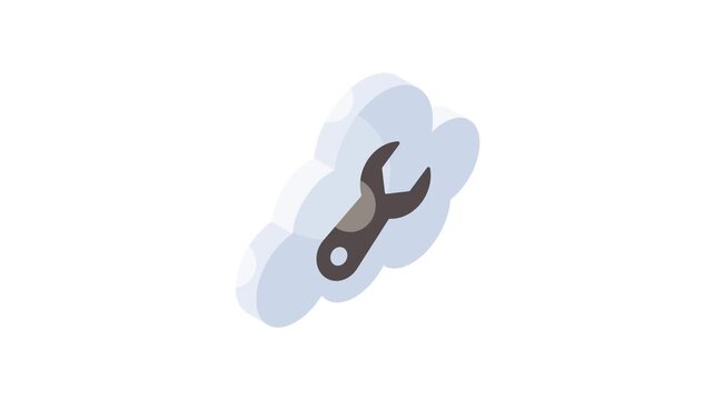 Spanner with cloud, creative isometric vector of cloud management