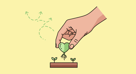 Nurturing Growth and Cultivating Love A Heart Shaped Seedling Being Planted for Sustainable Future Growth and Emotional Connection for Environmental Projects