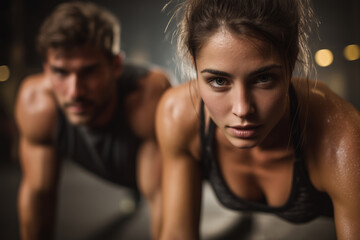 Couple working out together to build strength and improve fitness levels