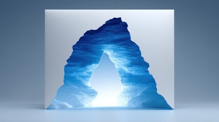 Abstract Blue Archway - A Minimalist 3D Rendered Landscape.