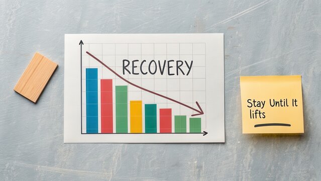 A colorful bar chart displaying financial recovery over time