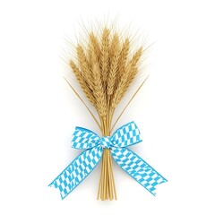 Golden wheat stalks tied with blue checkered ribbon