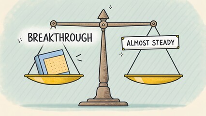 A balance scale displaying breakthrough and nearly stable concepts