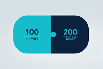 2 Circle connected 3D infographic. Two labels. Vector template.