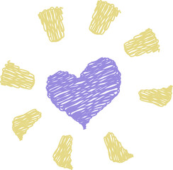 Scribbled Heart with Radiating Lines