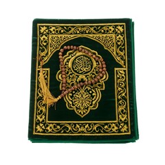 Elegant prayer mat with rosary, perfect for spiritual practice