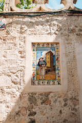 Fresco/mural paintings on house facades in the old town of Palma de Mallorca, Spain