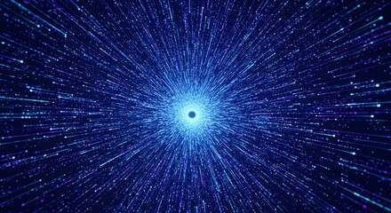 Obraz premium Journey into the Cosmos: A mesmerizing abstract depiction of interstellar travel, where vibrant streams of light converge towards a central point, evoking a sense of infinite exploration.