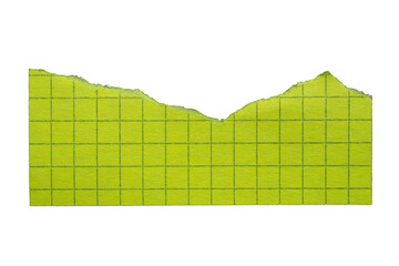 Ripped yellow grid note paper torn edges with transparent background png checkered paper tear