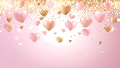 Romantic golden hearts background for valentine celebration high resolution photo