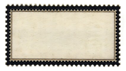 Blank vintage postage stamp with perforated edges and cream colored center