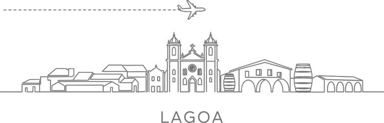 Obraz premium Lagoa Portugal Skyline with Airplane