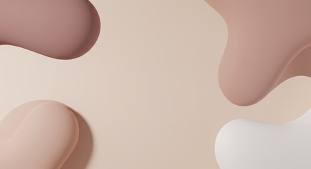 Abstract beige background features organic shapes with soft gradient colors, creating a modern and minimalist aesthetic for design purposes.