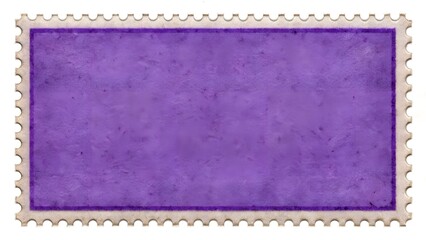 Blank purple postage stamp with perforated edges on a white background