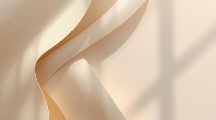 Abstract beige fabric waves create a soft, flowing background with elegant shadows, perfect for adding a touch of sophistication and calm.