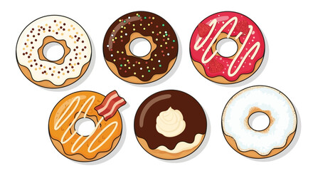 Easter eggs collection vector illustration of sweet desserts and bakery treats