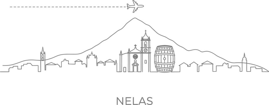 Nelas Skyline with Airplane and Barrel Icon
