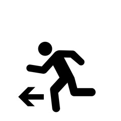 左方向へ走る人のピクトグラム（黒）
