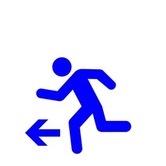 左方向へ走る人のピクトグラム（青）
