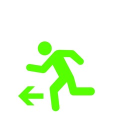 左方向へ走る人のピクトグラム（緑）