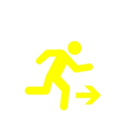 右方向へ走る人のピクトグラム（黄色）