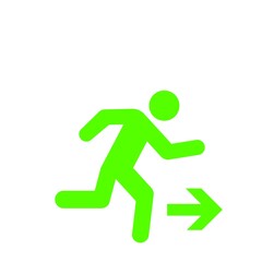 右方向へ走る人のピクトグラム（緑）