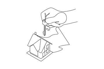 Simple continuous line of property development. Simple line, creativity, vector.