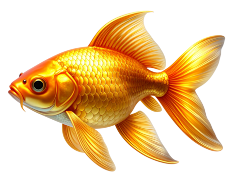  Elegant Golden Fish Aquatic Illustration transparent background
