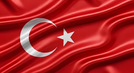 Obraz premium Flag of Turkey. It displays a bold red background with a white star and crescent centered