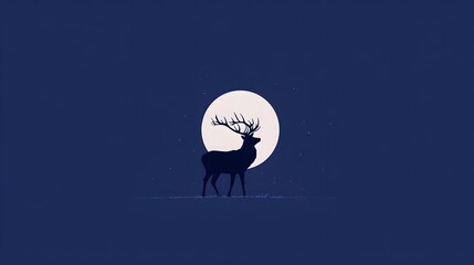 minimal reindeer and moon vector silhouette