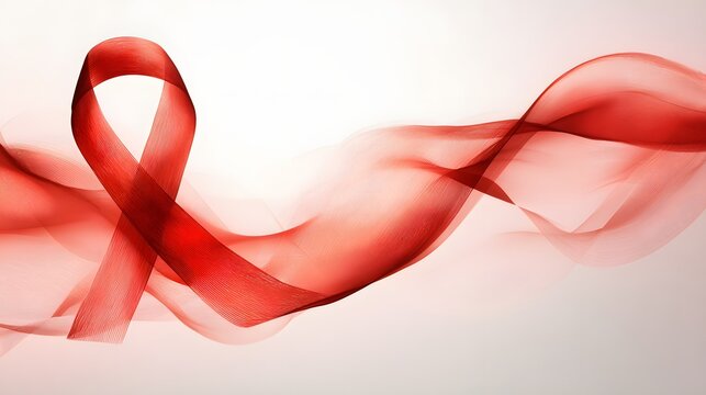 abstract gradient red ribbon awareness background soft light