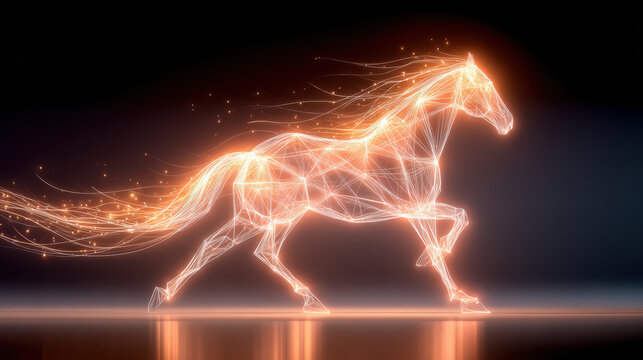Running red fire horse, Chinese New Year symbol