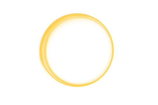 Elegant yellow ring radiates luminous glow. Soft circular beam adds sophistication and calm energy. PNG ideal for futuristic or minimal design.