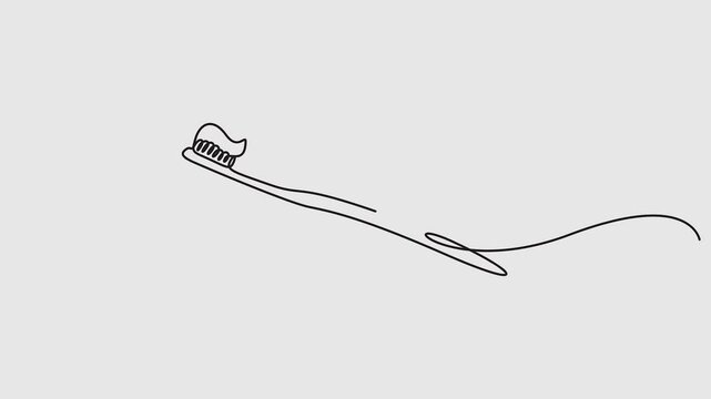 Toothbrush in one continuous line drawing animation. Full length single line animation
